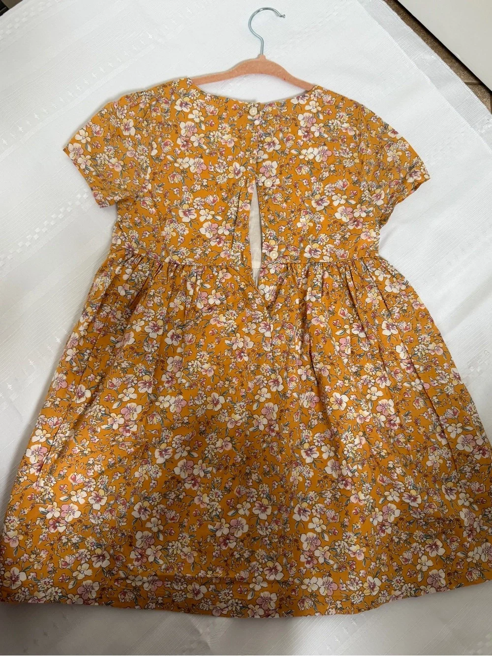 OshKosh B'gosh Mustard Floral Cotton Dress with Bow